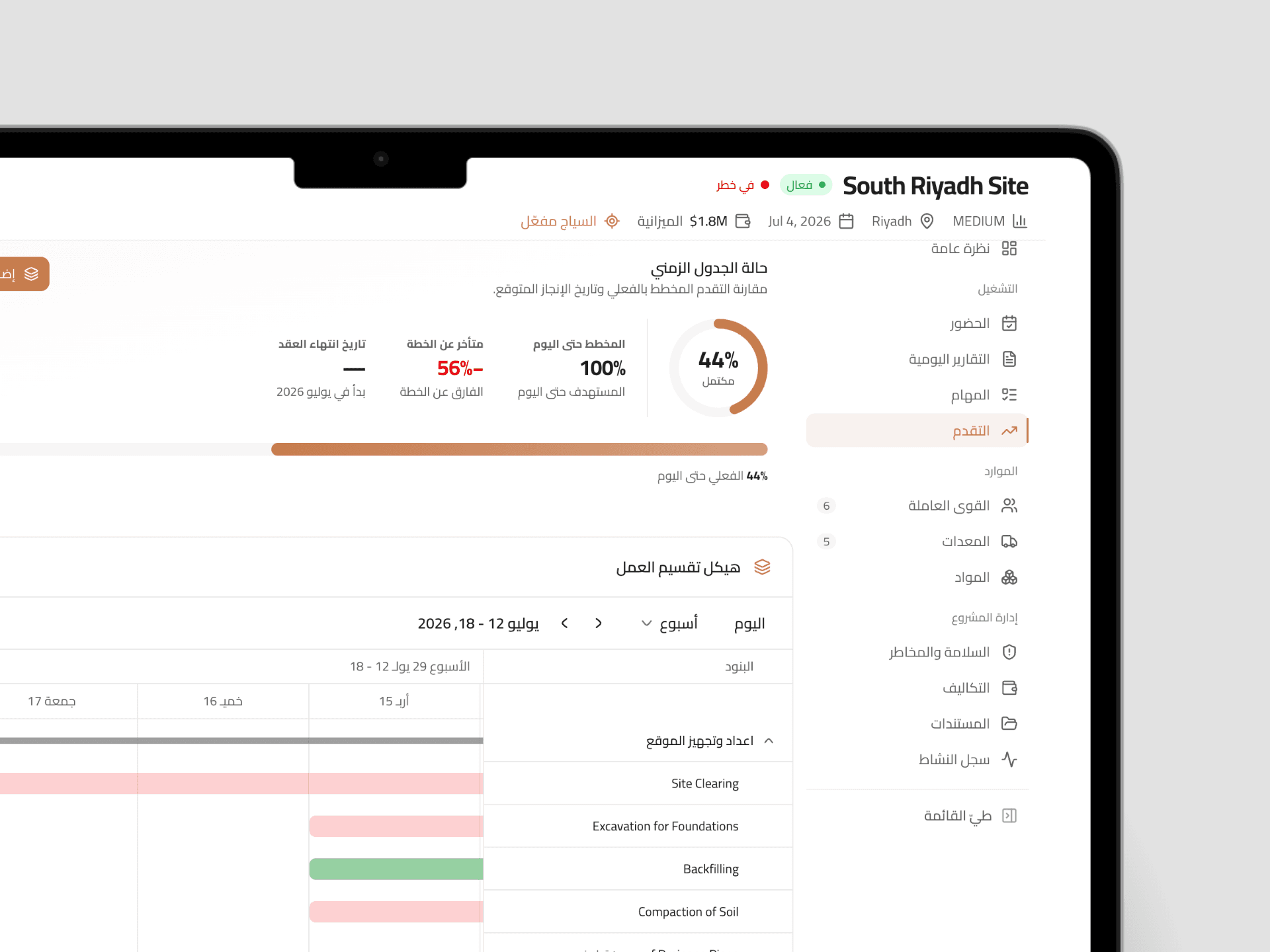 Operational progress system interface